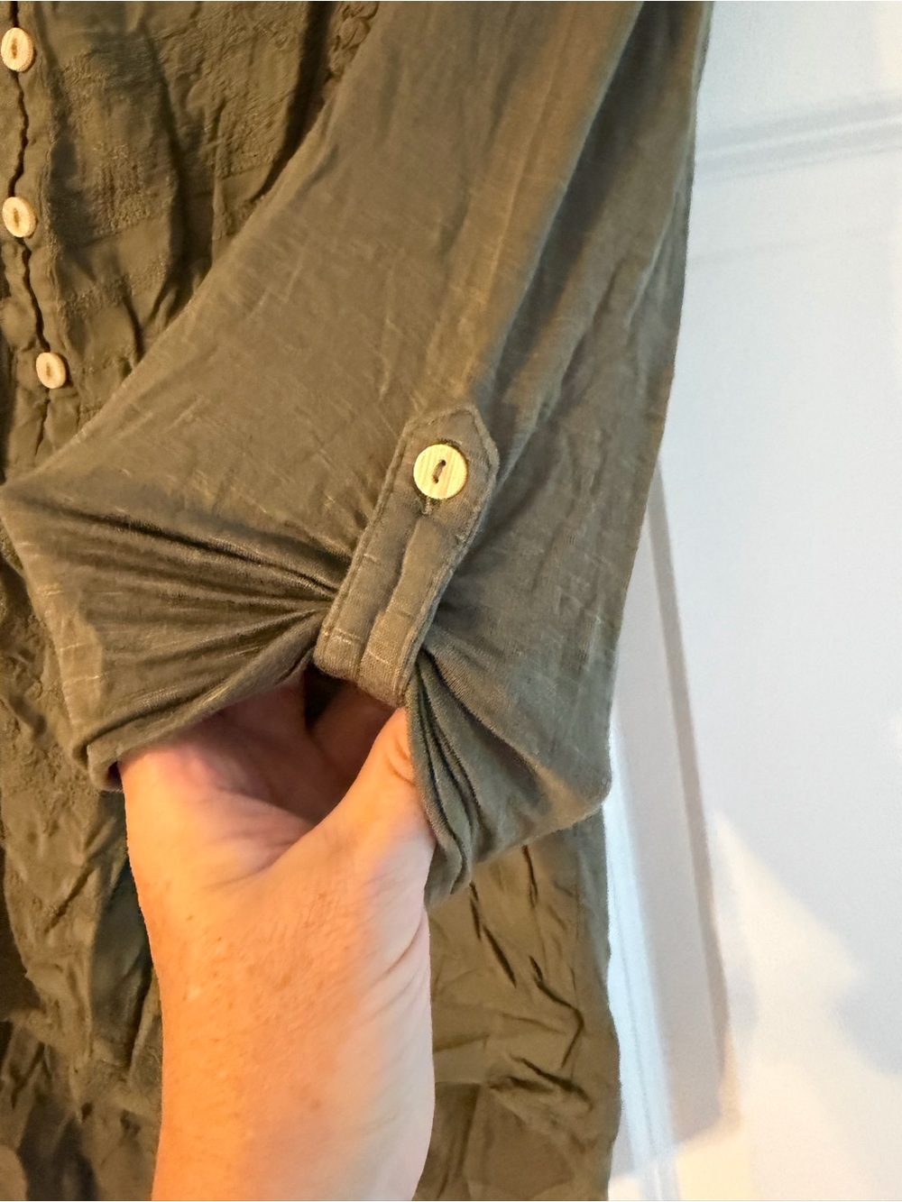 Democracy Olive Green Women's Blouse - Picture 4 of 4